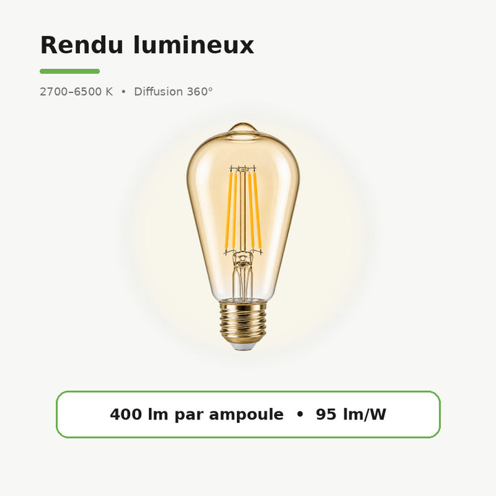 Ampoule Connectée Wifi 4W CCT 2700-6500k E27 ST64