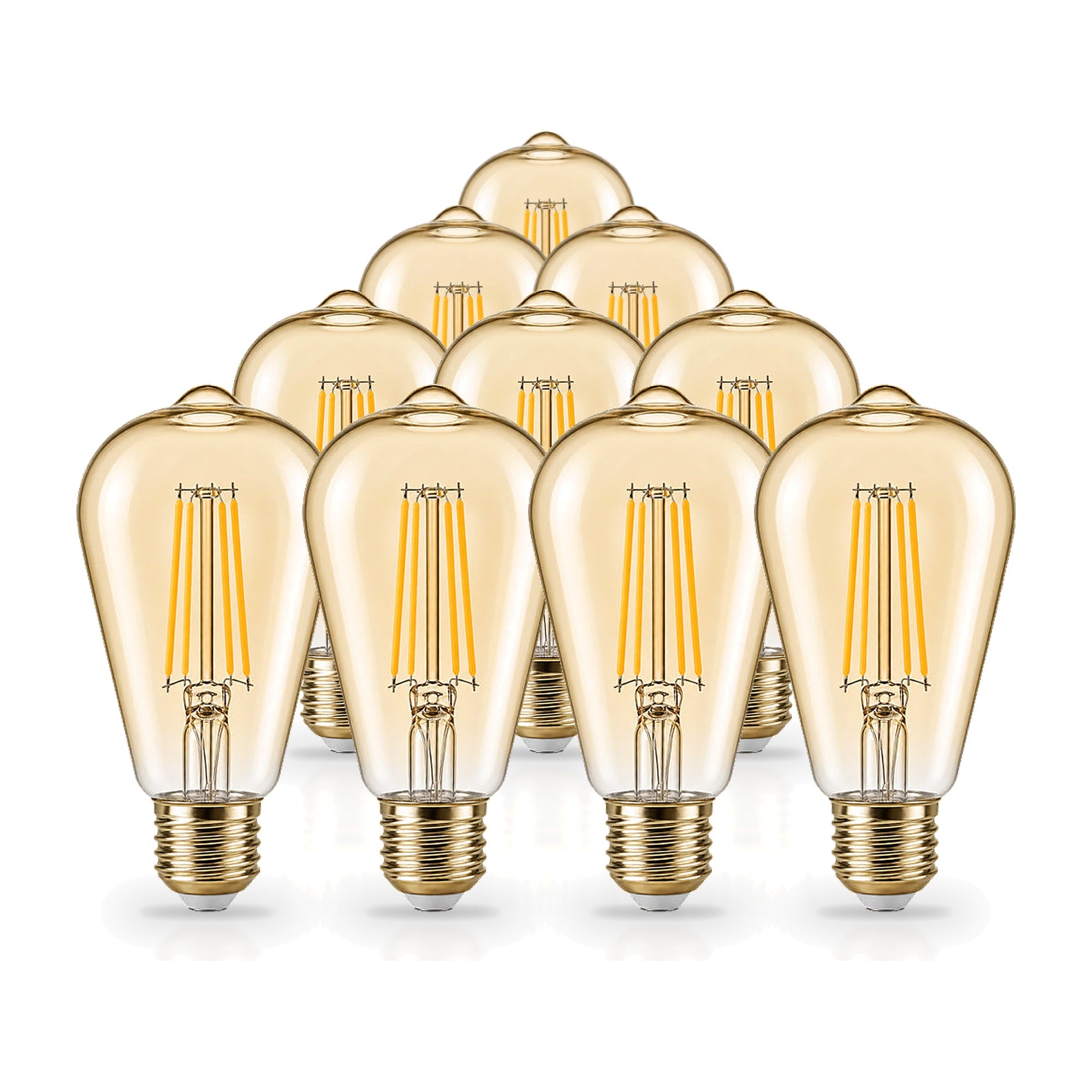 Ampoule LED Filament Connectée Wifi E27 4W Ambrée ST64 CCT - 2700K/6500K - Pack de 10