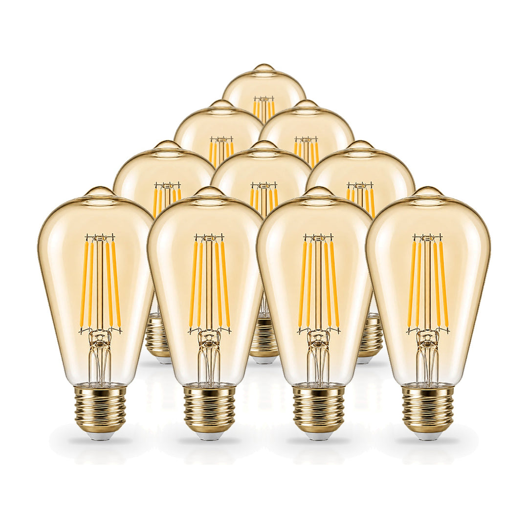 Ampoule LED Filament Connectée Wifi E27 4W Ambrée ST64 CCT - 2700K/6500K - Pack de 10
