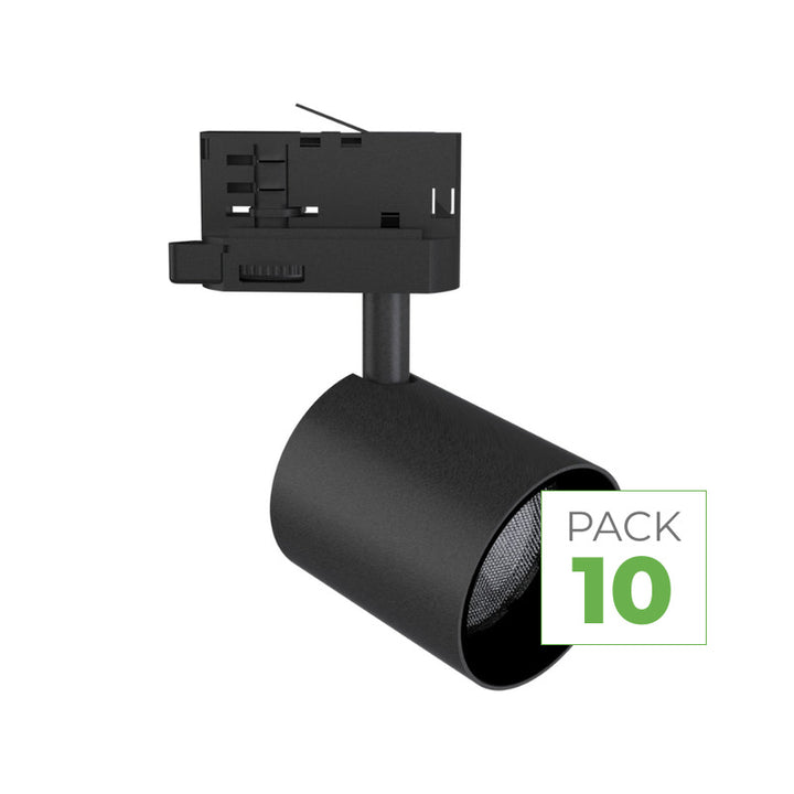 Pack 10 Spot LED sur Rail Triphasé 24W Dimmable TRIAC 36° Noir
