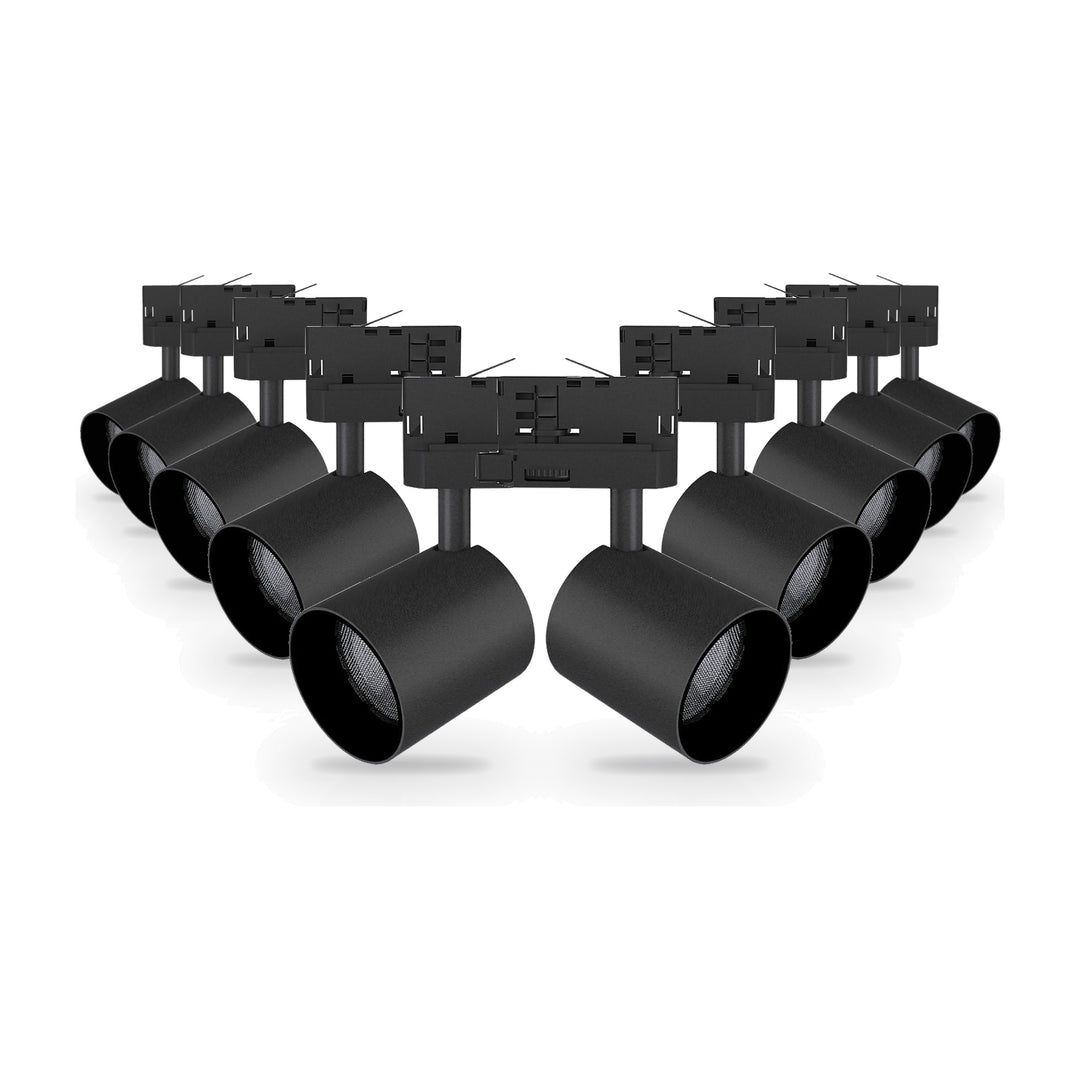 Pack 10 Spot LED sur Rail Triphasé 24W Dimmable TRIAC 36° Noir