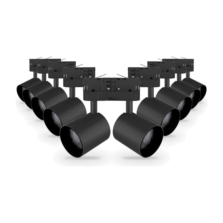 Pack 10 Spot LED sur Rail Triphasé 24W Dimmable TRIAC 36° Noir