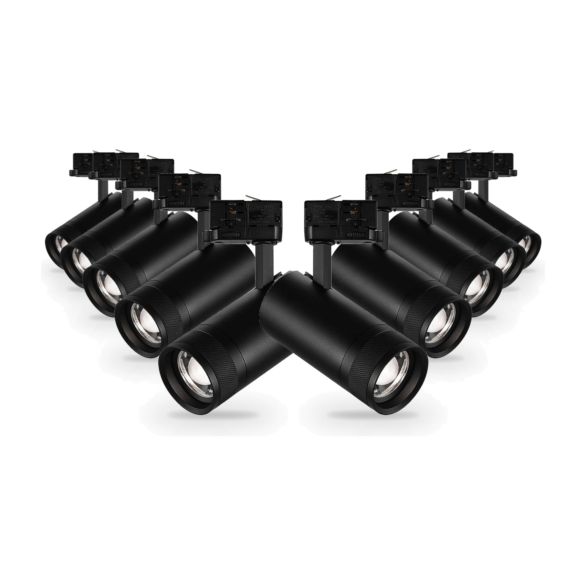 Pack 10 Spot LED sur Rail Angle Ajustable Triphasé 30W 15-60° 3CCT TRIAC Dimmable Noir