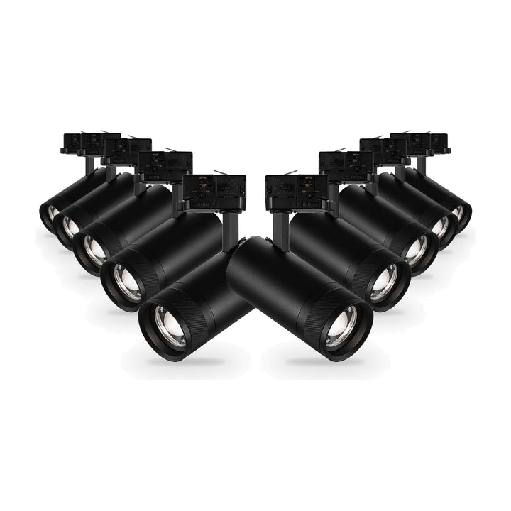 Pack 10 Spot LED sur Rail Angle Ajustable Triphasé 30W 15-60° 3CCT TRIAC Dimmable Noir