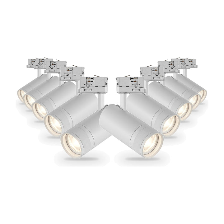 Pack 10 Spot LED sur Rail Angle Ajustable Triphasé 30W 15-60° 3CCT TRIAC Dimmable Blanc