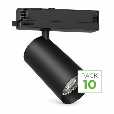 Set van 10 - COB-ledspot voor 3-fasenrail 10W 36° zwart - 5 jaar garantie