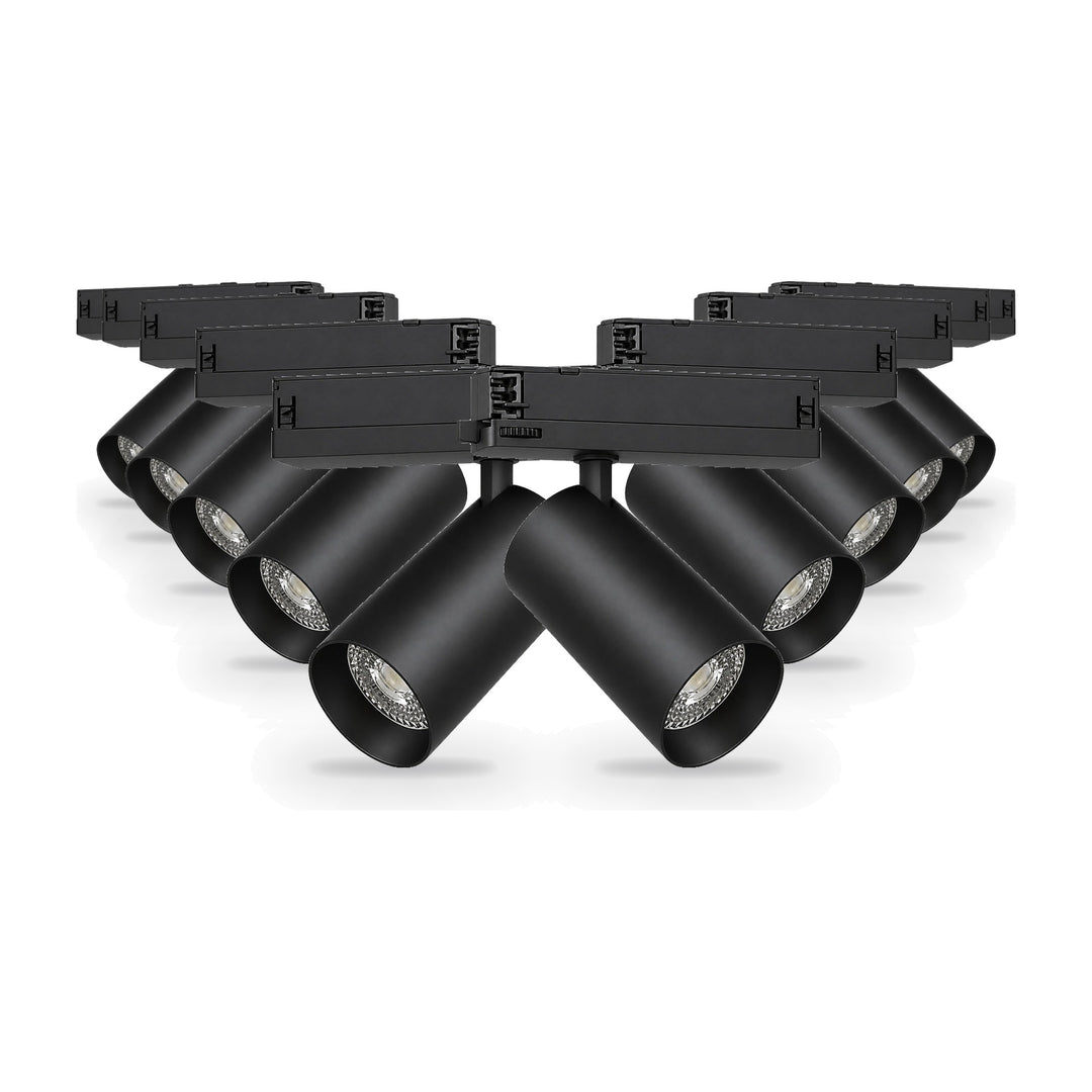 Pack de 10 - Spot LED sur Rail COB Triphasé 10W 36° Noir - Garantie 5 ans
