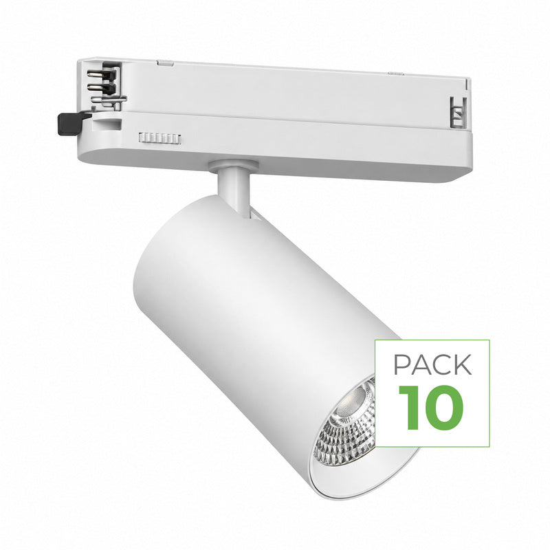Pack de 10 - Spot LED sur Rail COB Triphasé 10W 36° Blanc - Garantie 5 ans