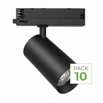 Set van 10 COB-ledrailspots driefasig 20W 36° zwart - 5 jaar garantie