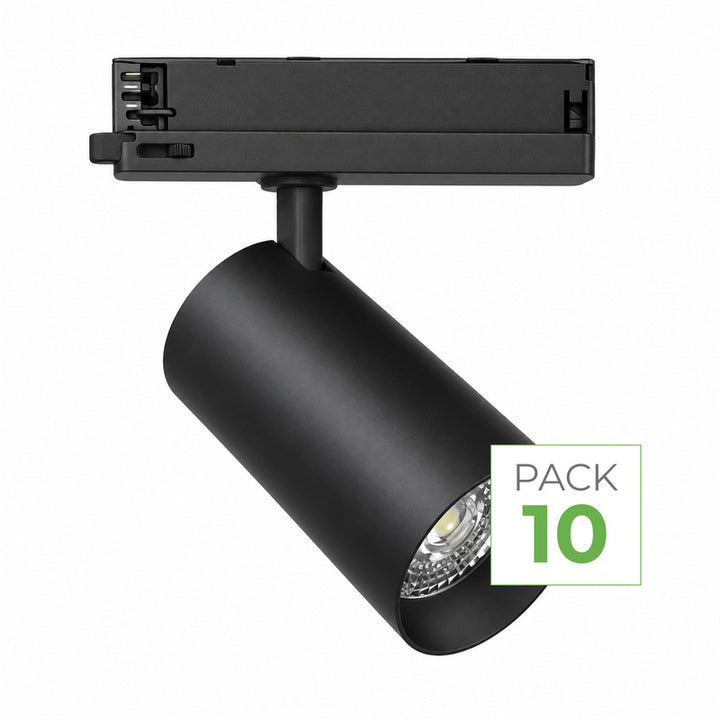 Pack 10 Spot LED sur Rail COB Triphasé 20W 36° Noir - Garantie 5 ans