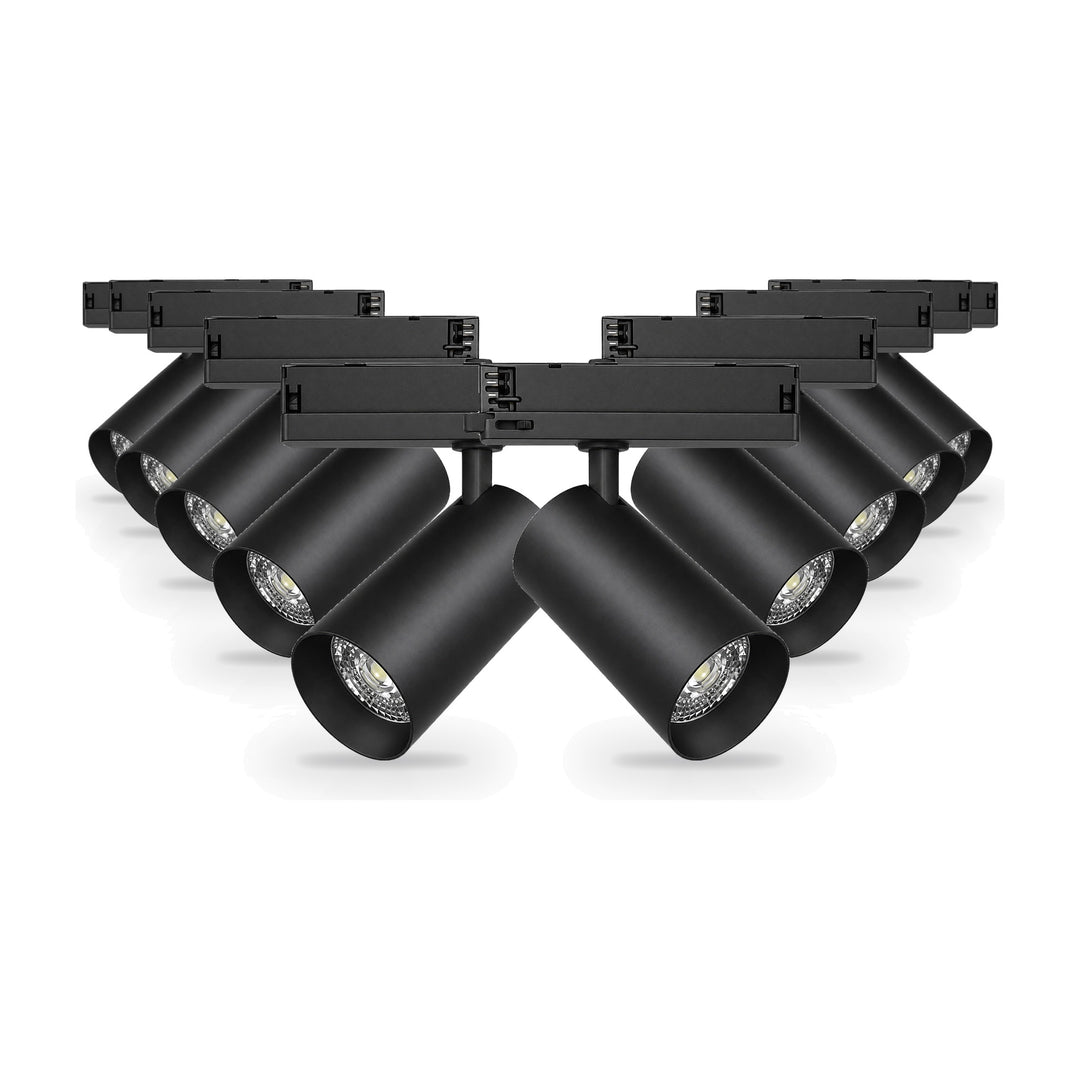 Pack 10 Spot LED sur Rail COB Triphasé 20W 36° Noir - Garantie 5 ans