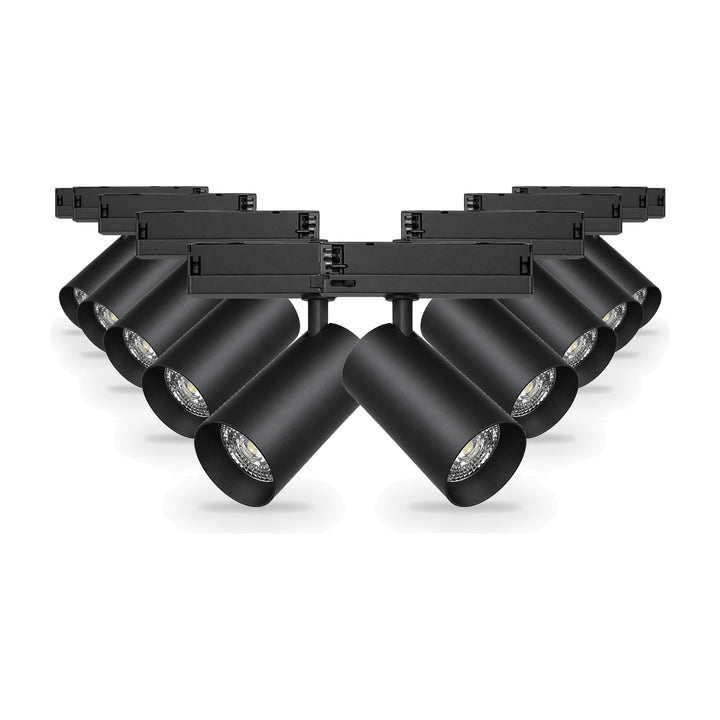 Pack 10 Spot LED sur Rail COB Triphasé 20W 36° Noir - Garantie 5 ans