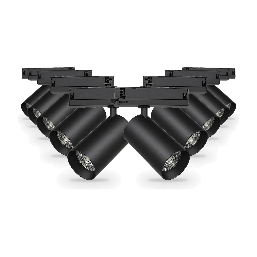 Pack 10 Spot LED sur Rail COB Triphasé 30W 36° Noir - Garantie 5 ans