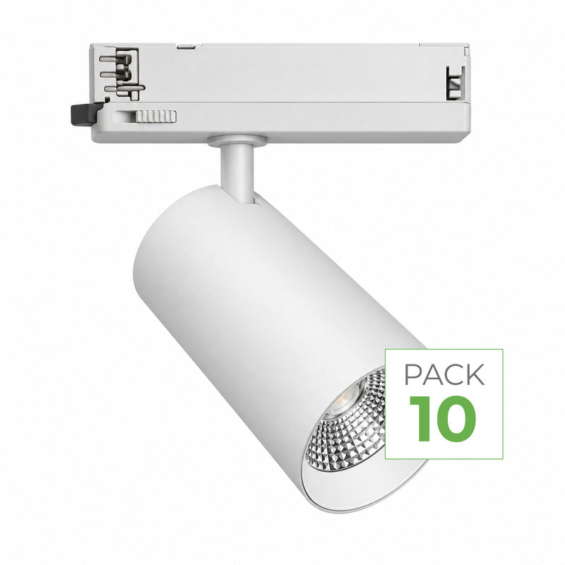 10-pack 30W 36° White COB LED Track Spotlight, Three-Phase - 5-Year Warranty