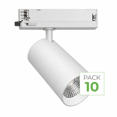 Set van 10 COB-ledrailspots driefasig 30W 36° wit - 5 jaar garantie