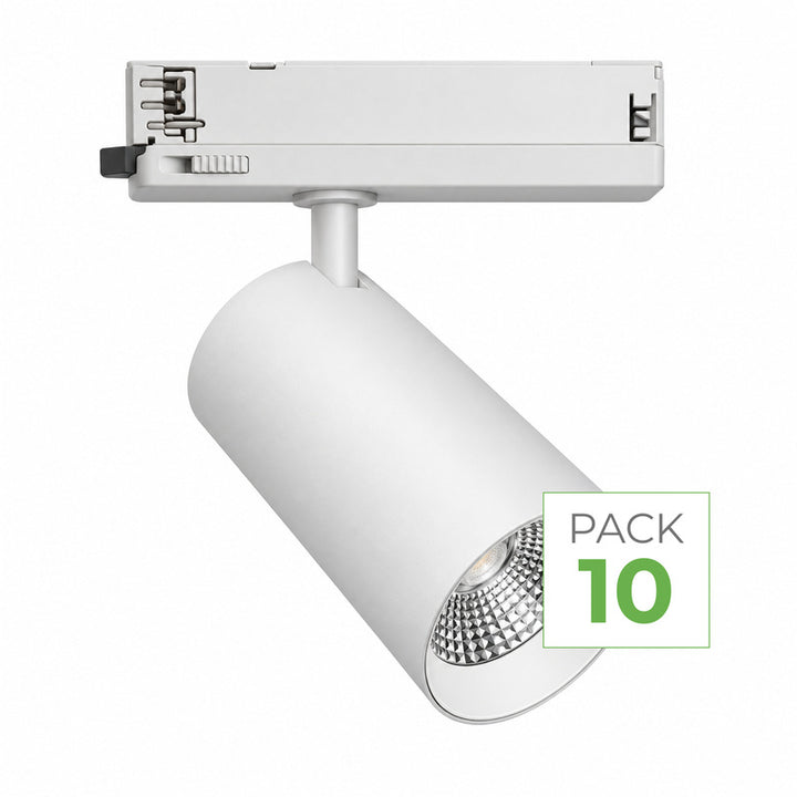 Pack 10 Spot LED sur Rail COB Triphasé 30W 36° Blanc - Garantie 5 ans