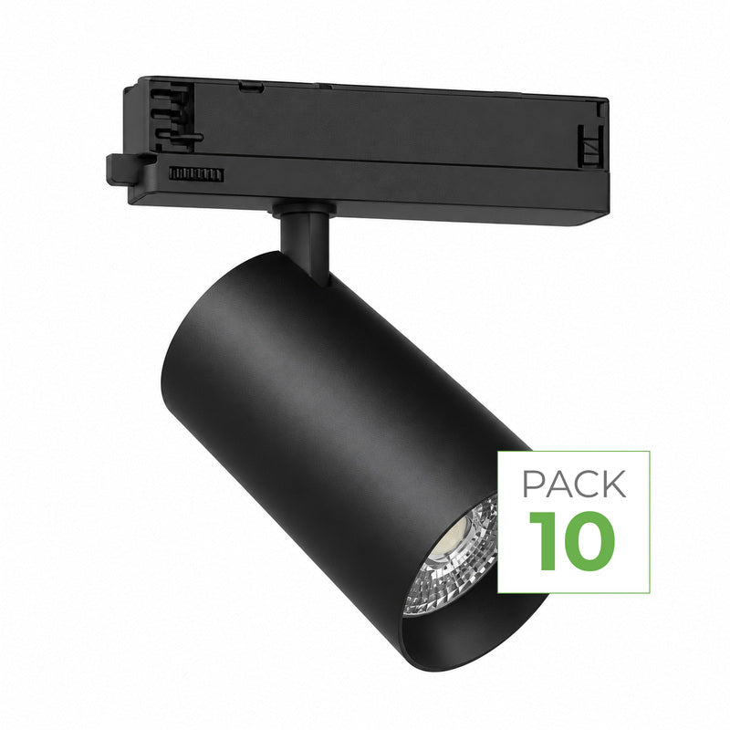 Pack 10 Spot LED sur Rail COB Triphasé 40W 36° Noir