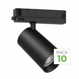Pack 10 Spot LED sur Rail COB Triphasé 40W 36° Noir