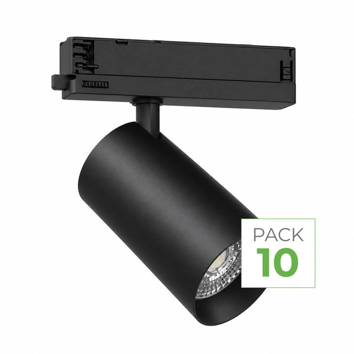 Pack 10 Spot LED sur Rail COB Triphasé 40W 36° Noir