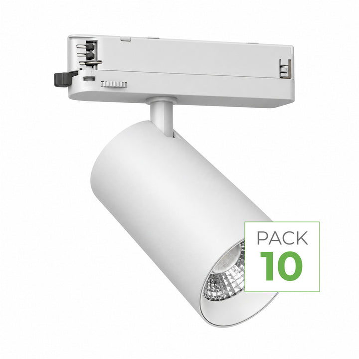 Pack 10 Spot LED sur Rail COB Triphasé 40W 36° Blanc
