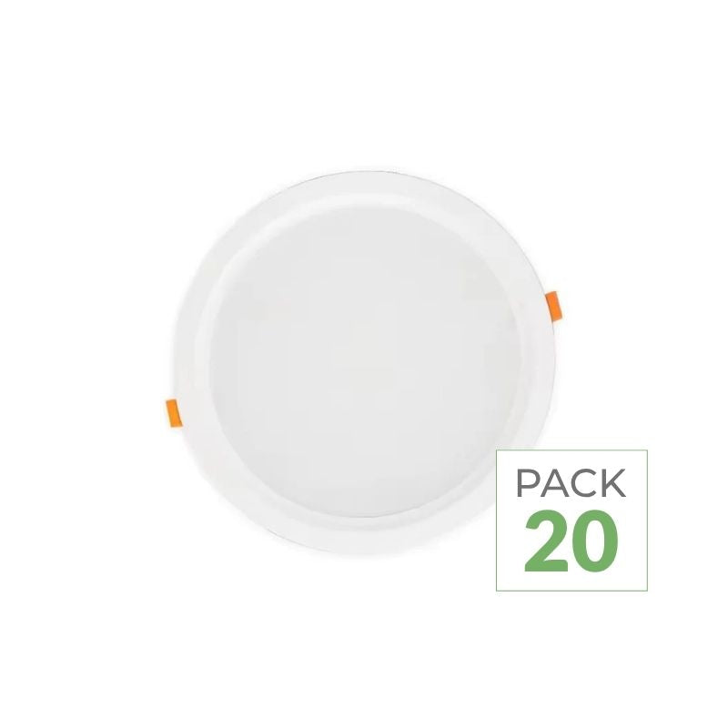 Pack de 20 - Spot LED Encastrable Plat Étanche 20W BLANC Transformateur Intégré