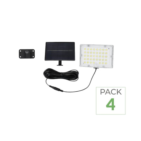 Pack de 4 - Projecteur Led Solaire Extérieur 9W IP65 Détecteur de Lumière et de Mouvement