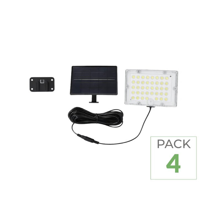Pack de 4 - Projecteur Led Solaire Extérieur 9W IP65 Détecteur de Lumière et de Mouvement