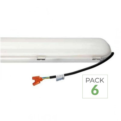 Pack de 6 - Réglette LED Étanche 120cm 60W Haut rendement 120lm/W LED Samsung