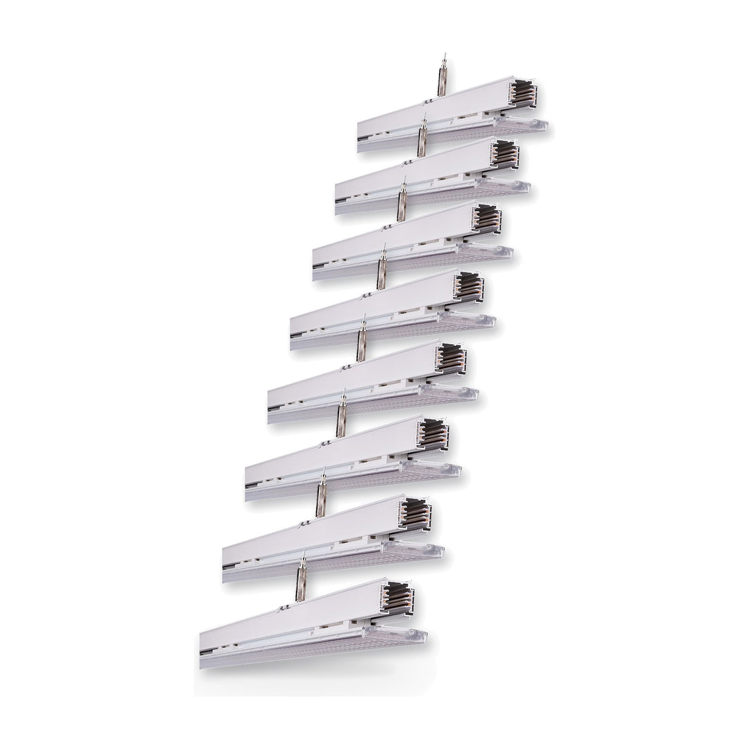 Pack de 8 - Spot Linéaire LED sur Rail Triphasé 150cm Blanc - Puissance Ajustable CCT