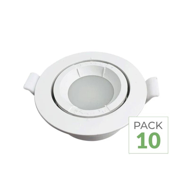 Pack de  10 - Support Spot Encastrable GU10 LED Orientable Rond BLANC