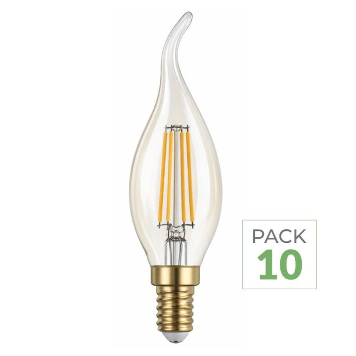 Pack de  10 - Ampoule E14 LED Flamme Filament 4W T35