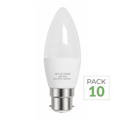 Pack de  10 - Ampoule B22 LED 6W 220V C37 180°