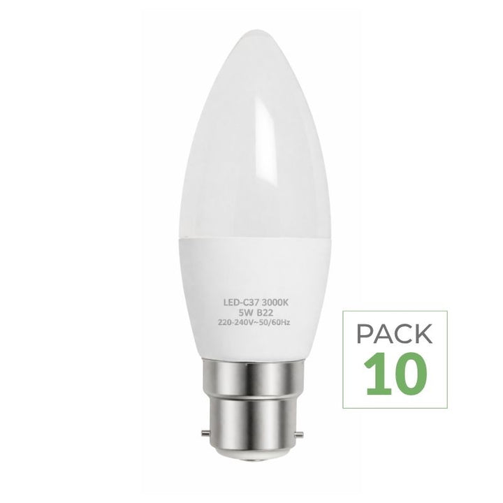 Pack de  10 - Ampoule B22 LED 6W 220V C37 180°