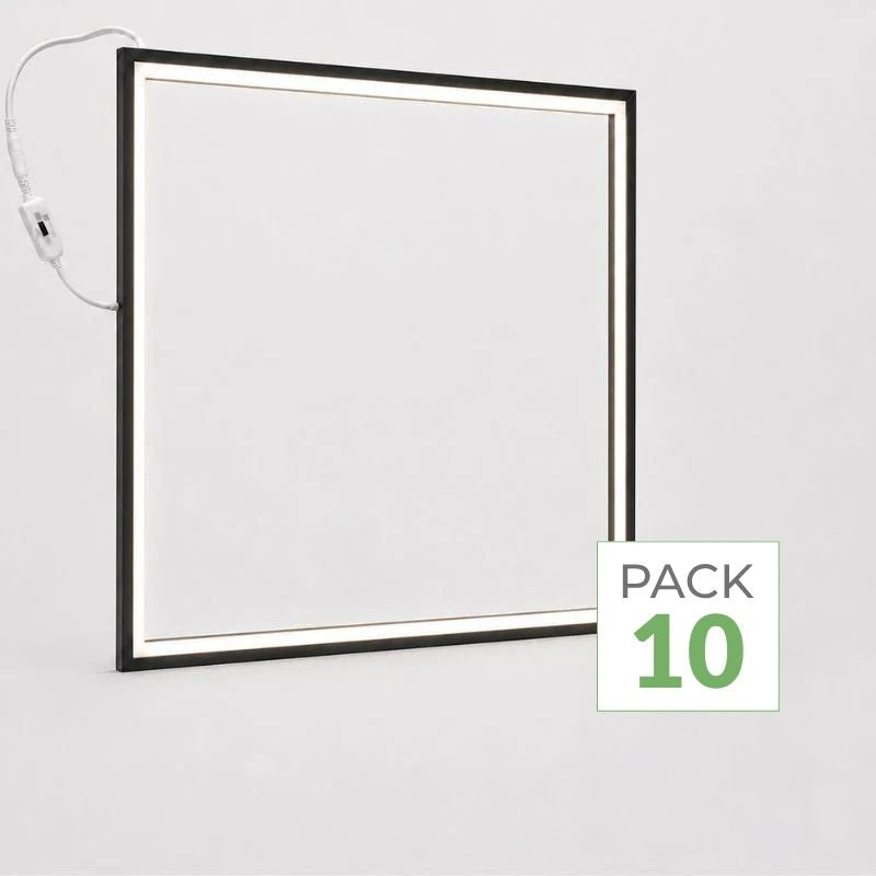 Pack de 10 - Placa LED Moldura Luminosa CCT 60x60 36W - Moldura Preta