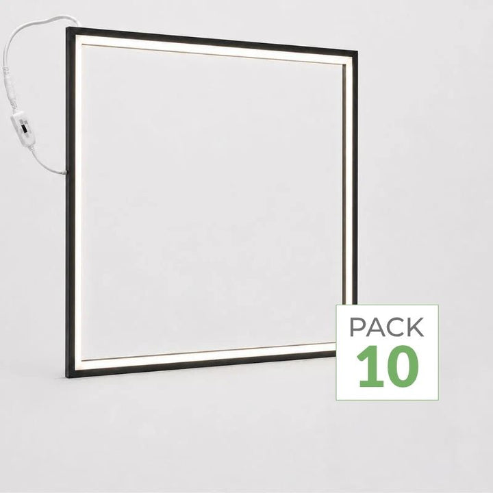 Pack de 10 - Placa LED Moldura Luminosa CCT 60x60 36W - Moldura Preta