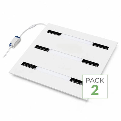 Panneau LED Grille 3 Lignes Modulaire 60x60 40W Blanc - Pack de 2