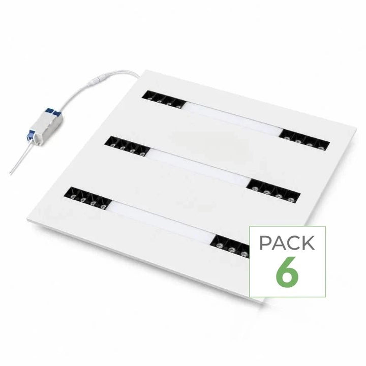 Panneau LED Grille 3 Lignes Modulaire 60x60 40W Blanc - Pack de 6