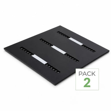 Panel LED modular con rejilla de 3 líneas 60x60 40W negro - Pack de 2