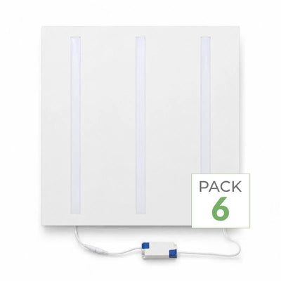 Panneau LED Grille 3 Lignes 60x60 40W Blanc - Pack de 6