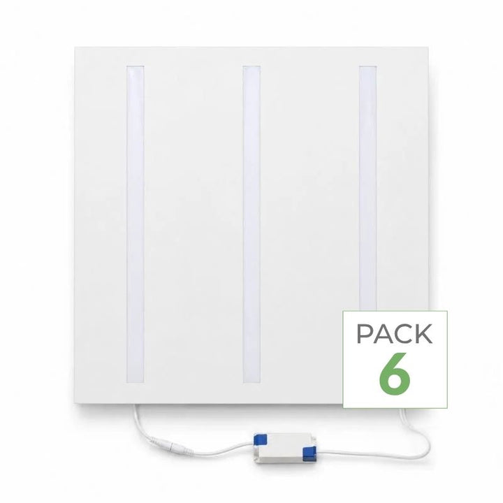 Panneau LED Grille 3 Lignes 60x60 40W Blanc - Pack de 6