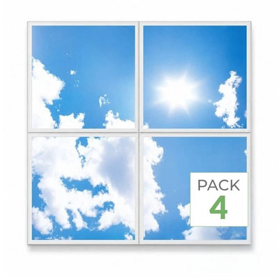 Panneau LED Imprimé Ciel 60x60 40W CCT - Pack de 4 - 3000K/4000K/6500K