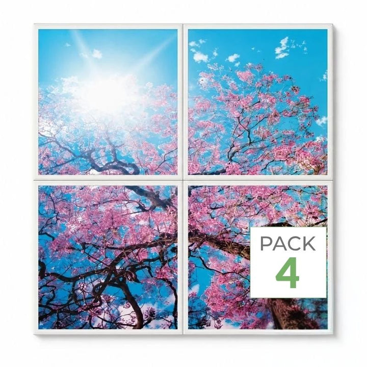 Panneau LED Imprimé Fleurs de Cerisier 60x60 40W CCT - Pack de 4 - 3000K/4000K/6500K