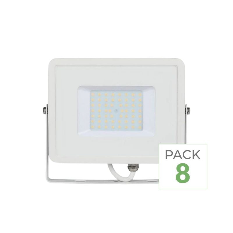 Pack de  8 - Projecteur LED Extérieur 50W IP65 BLANC Garantie 5 ans