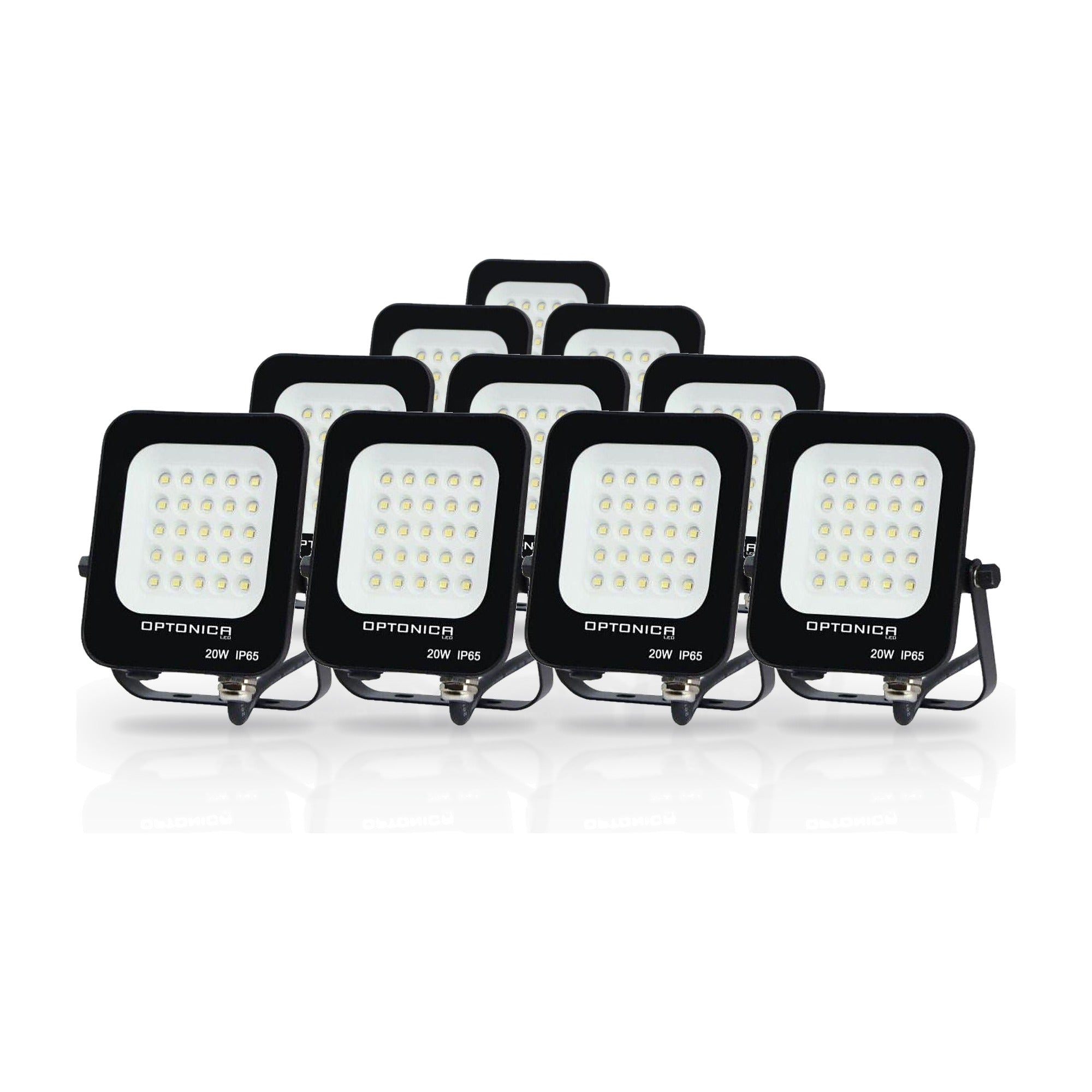 Pack de  10 - Projecteur LED Extérieur SMD 20W IP65 Noir