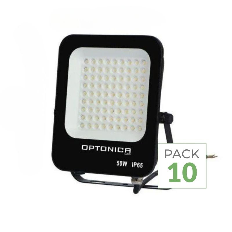 Pack of 10 - Outdoor LED Floodlight SMD 50W IP65 Black