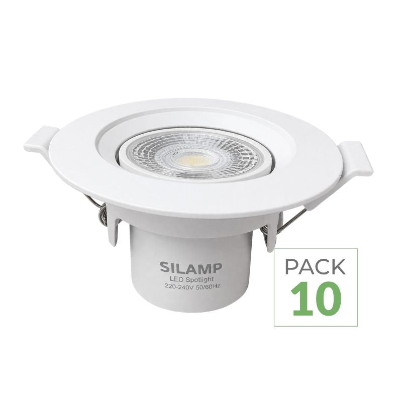 Pack de  10 - Spot LED Encastrable Orientable Rond Blanc 8W
