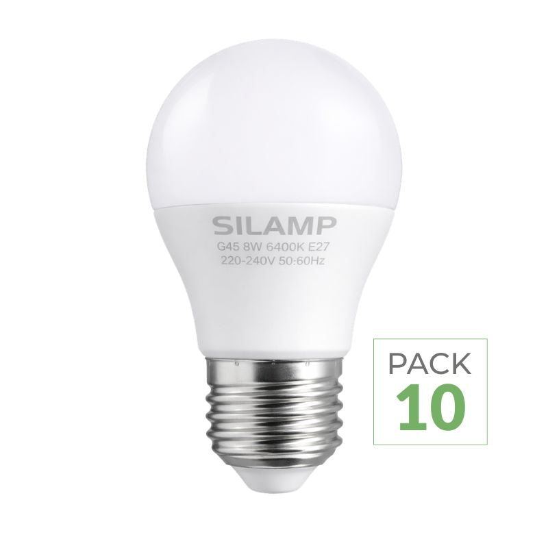 Pack de  10 - Ampoule E27 LED 8W 220V G45 300°