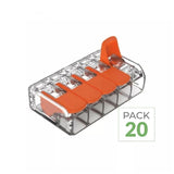 Pack de  20 - Borne de raccordement à levier 5 entrées