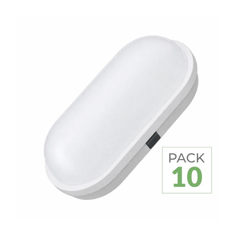 Paquete de 10 - Aplique LED de Pared 20W Blanco Ovalado IP65