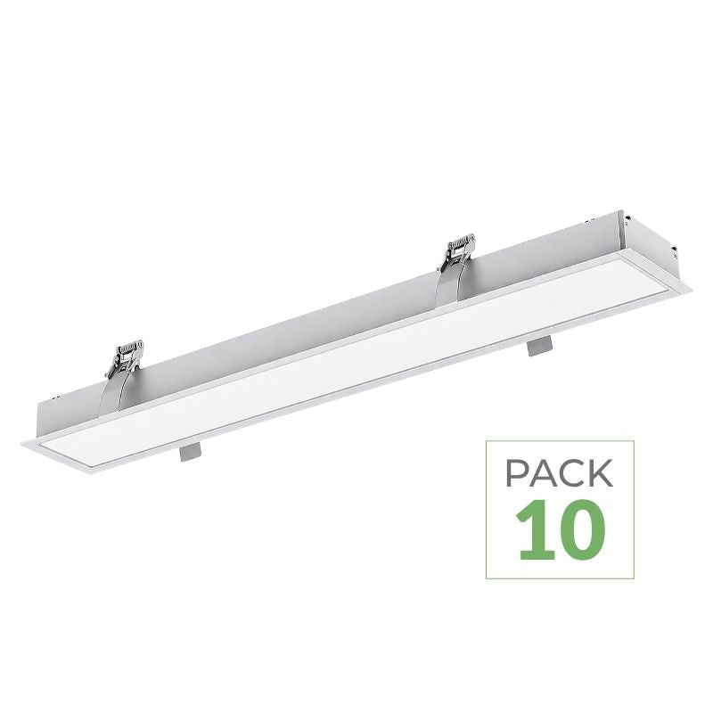 Pack de  10 - Réglette encastrable 35W BLANC 7.5 x 3.5 x 120 cm